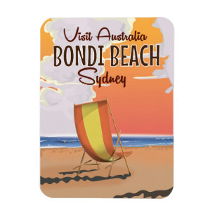 Bondi Beach vintage Travel Poster Magnet