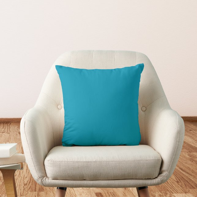 Bondi Blue Solid Colour Throw Pillow (Creator Uploaded)