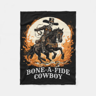 Bone-a-fide Halloween Cowboy Spooky Skeleton Rodeo Fleece Blanket