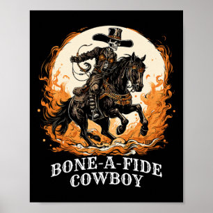 Bone-a-fide Halloween Cowboy Spooky Skeleton Rodeo Poster