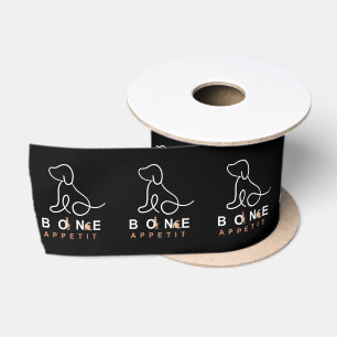 Bone Appetit   Black And White Dog Bakeries Seals Satin Ribbon