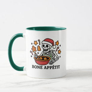 Bone Appétit Christmas Skeleton Funny Baking Mug