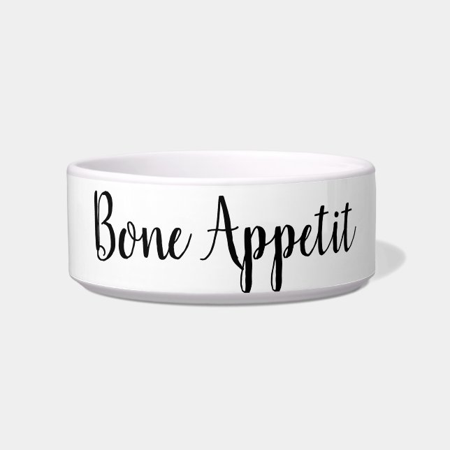 Bone Appetit funny dog puppy pet bowl saying quote (Front)