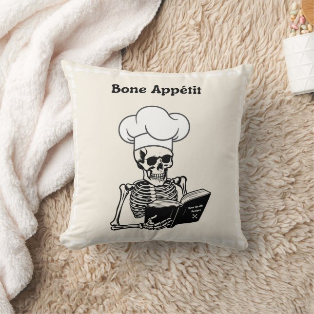 Bone Appétit Halloween Skeleton Chef Pillow (Blanket)