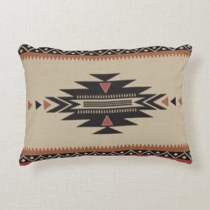 Bone, Black and Rust Native American Style Decorative Pillow