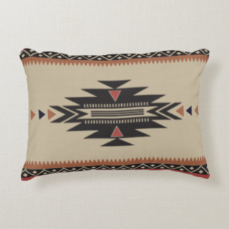 Bone, Black and Rust Native American Style Decorative Pillow
