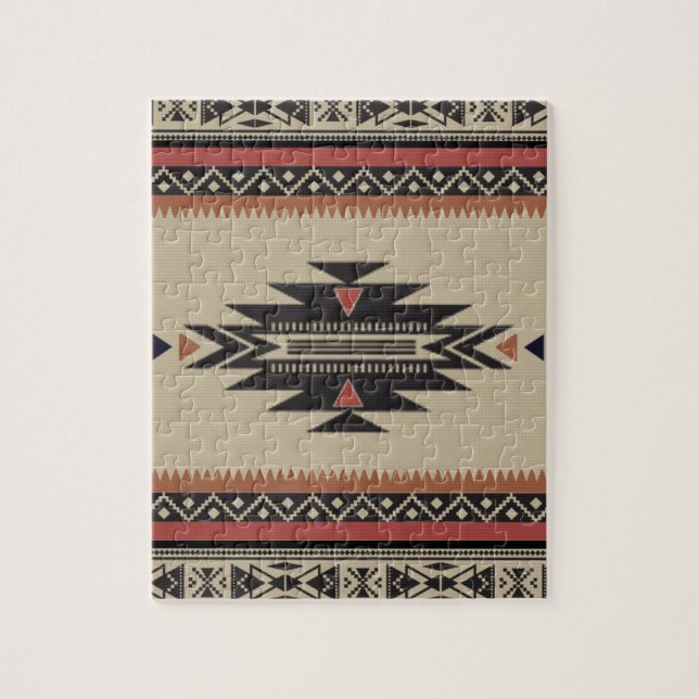 Bone, Black, Rust American Indian Style Jigsaw Puzzle (Vertical)