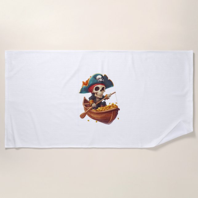 Bone Buccaneer � Funny Pirate Skull Beach Towel (Front)