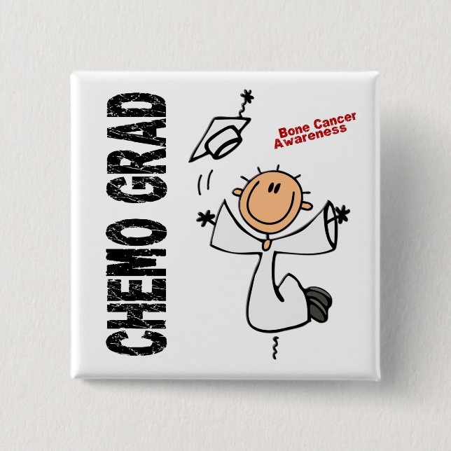 Bone Cancer CHEMO GRAD 1 2 Inch Square Button (Front)