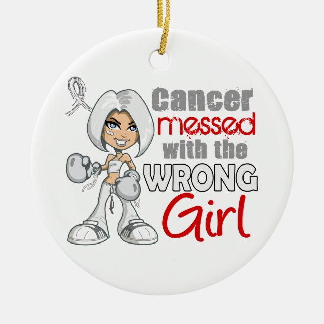 Bone Cancer Messed With Wrong Girl Ceramic Ornament (Front)