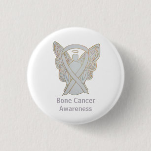 Bone Cancer White Awareness Ribbon Custom Pins