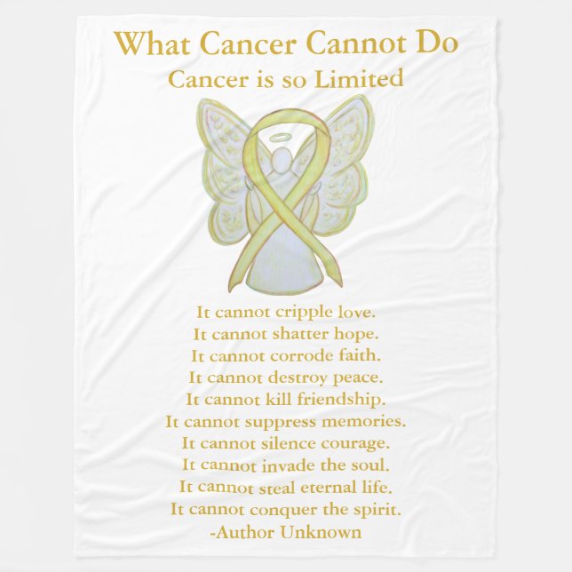 Bone Cancer Yellow Awareness Ribbon Fleece Blanket (Front)
