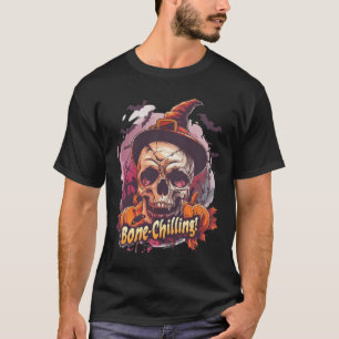 Bone-Chilling Skull & Pumpkin Halloween T-Shirt
