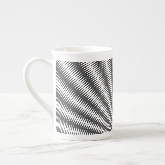 Bone China - Black and White Geometric Design Bone China Mug (Left)