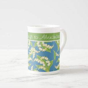 Bone China Coffee Mug : Lys of the Valley, Bleu