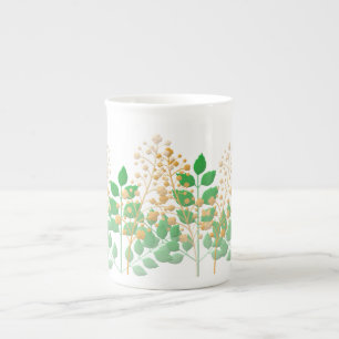 Bone China Cup Gift with Flowers and Leaves