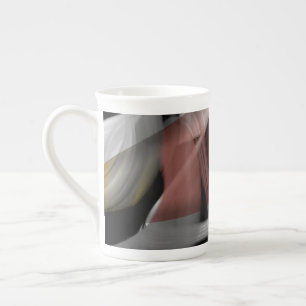 Bone China Mug Abstrait Art Black White Powdery