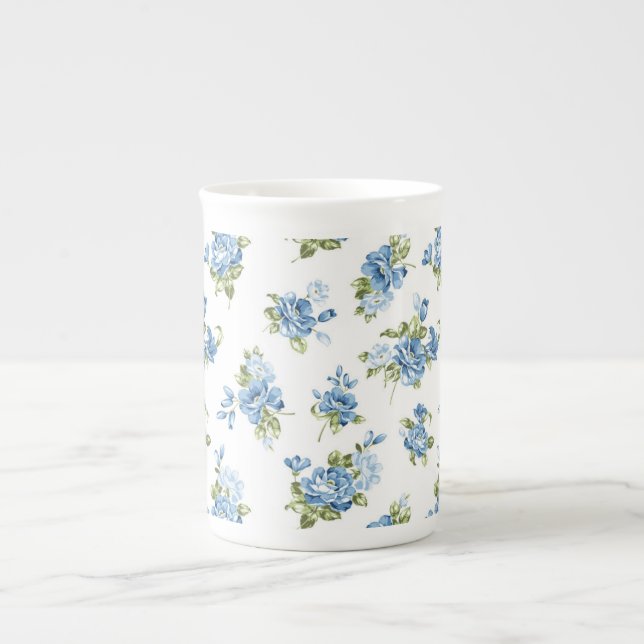 Bone China Mug-Blue Roses Mug (Front)