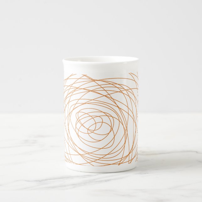Bone China Mug - Orange Scribble (Front)