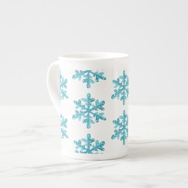 Bone China Mug-Snowflakes Mug (Front Left)