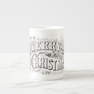 BONE CHINA MUG : VINTAGE "MERRY CHRISTMAS"