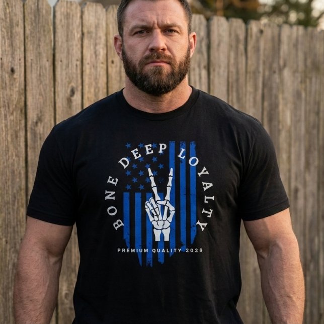 Bone Deep Loyalty Skeleton Hand USA Flag T-Shirt  (Creator Uploaded)