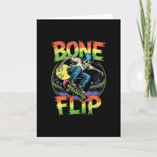 Bone Flip Skeleton Skater Halloween Skateboarding Card
