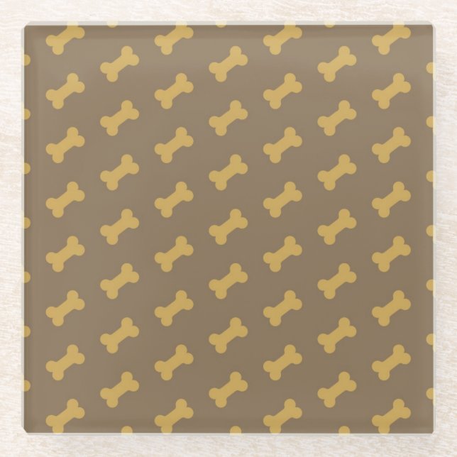 bone for dog texture glass coaster (Front)