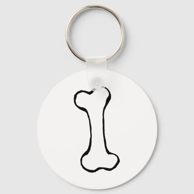 Bone - fun line drawing art symbol logo design keychain (Front)