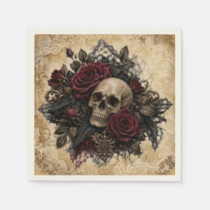 Bone Gothic Skull & Roses Halloween Cocktail Napki Napkin