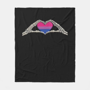 Bone Hands Heart Bisexual Goth Fleece Blanket