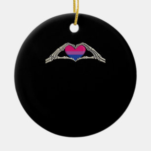 Bone Hands Heart Bisexual Goth Minimal Design Ceramic Ornament