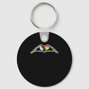 Bone Hands Heart Pride Progress Keychain