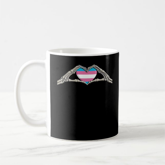 Bone Hands Heart Transgender Goth Coffee Mug (Left)