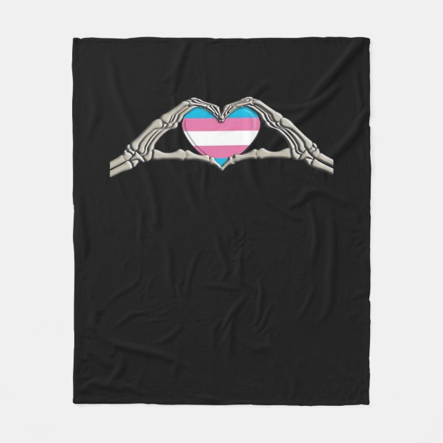 Bone Hands Heart Transgender Goth Fleece Blanket (Front)