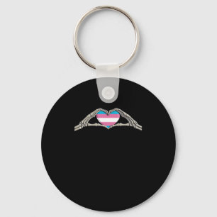 Bone Hands Heart Transgender Goth Keychain