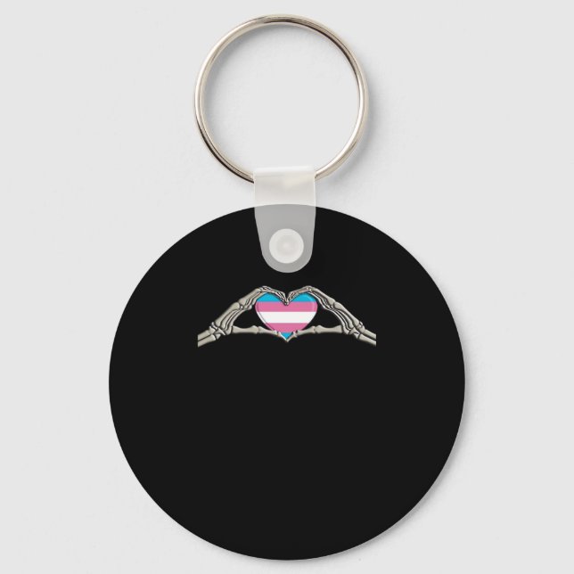 Bone Hands Heart Transgender Goth Keychain (Front)