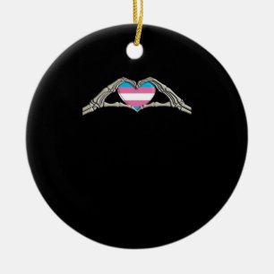 Bone Hands Heart Transgender Goth Minimal Style Ceramic Ornament