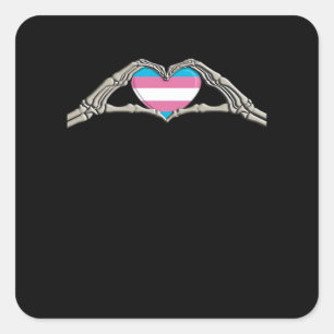 Bone Hands Heart Transgender Goth Square Sticker