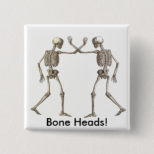 Bone Heads Skeletons 2 Inch Square Button