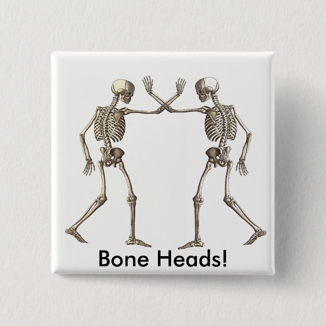 Bone Heads Skeletons 2 Inch Square Button (Front)