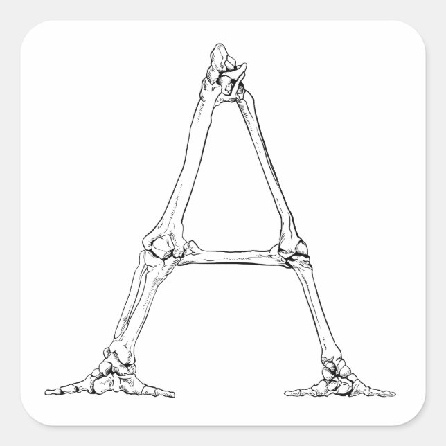 Bone Letter - A Square Sticker (Front)