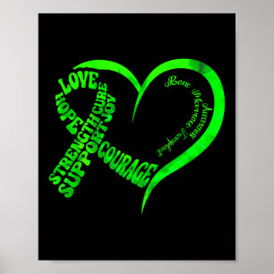 Bone Marrow Transplant Awareness Ribbon Words Gree Poster