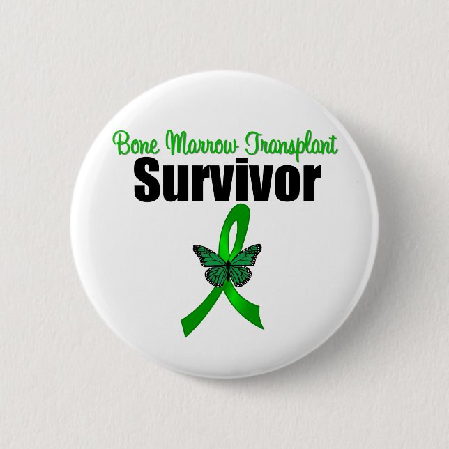 Bone Marrow Transplant Butterfly Survivor Ribbon 2 Inch Round Button (Front)