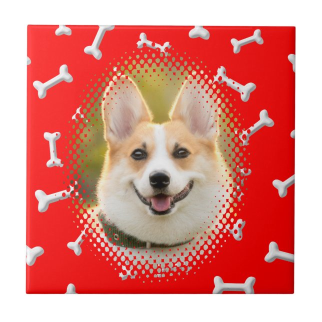 Bone Pattern Dog Frame Print Tile (Front)