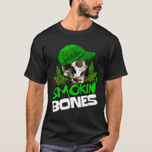 Bone Streetwear Weed Smokin Bones Skull Graphic T-Shirt
