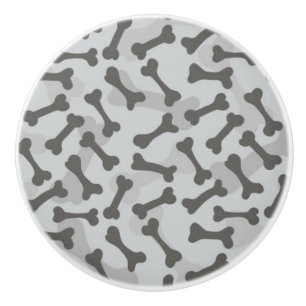 Bone Texture Pattern Greyscale Ceramic Knob