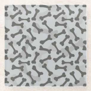 Bone Texture Pattern Greyscale Glass Coaster