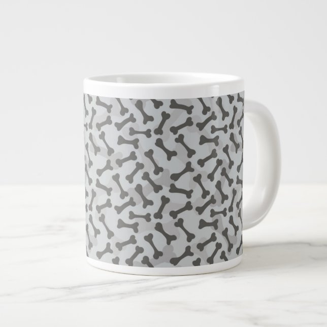 Bone Texture Pattern Greyscale Large Coffee Mug (Front Right)