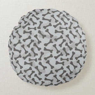 Bone Texture Pattern Greyscale Round Pillow